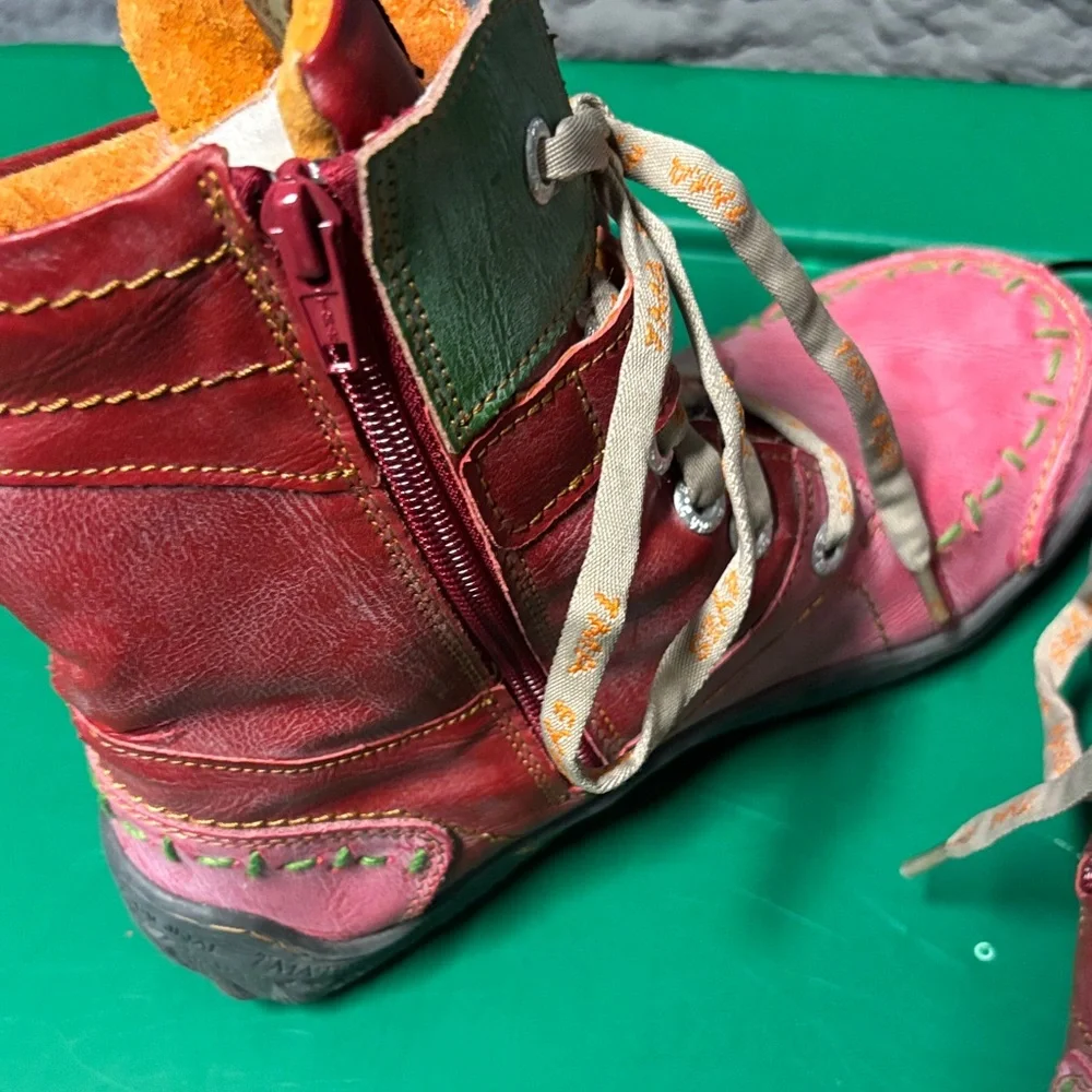 Vibrant Multicolor Lace-Up Women's Boots - Picture 5 of 8